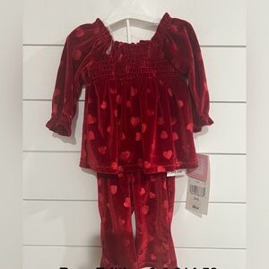 Rare Editions Velvet Red Heart Pajama Set